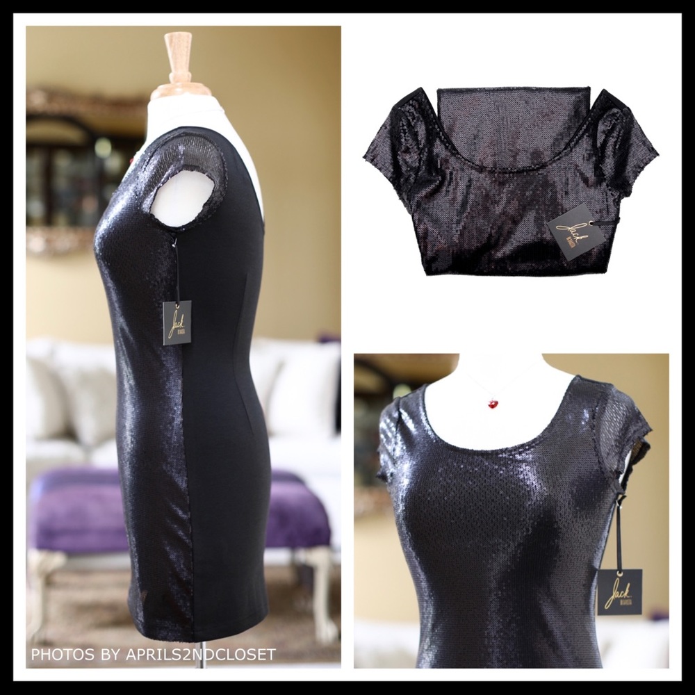 BB DAKOTA BLACK SEQUIN EMBELLISHED COCKTAIL PARTY 80s RETRO MINI DRESS A3C - Picture 4 of 8